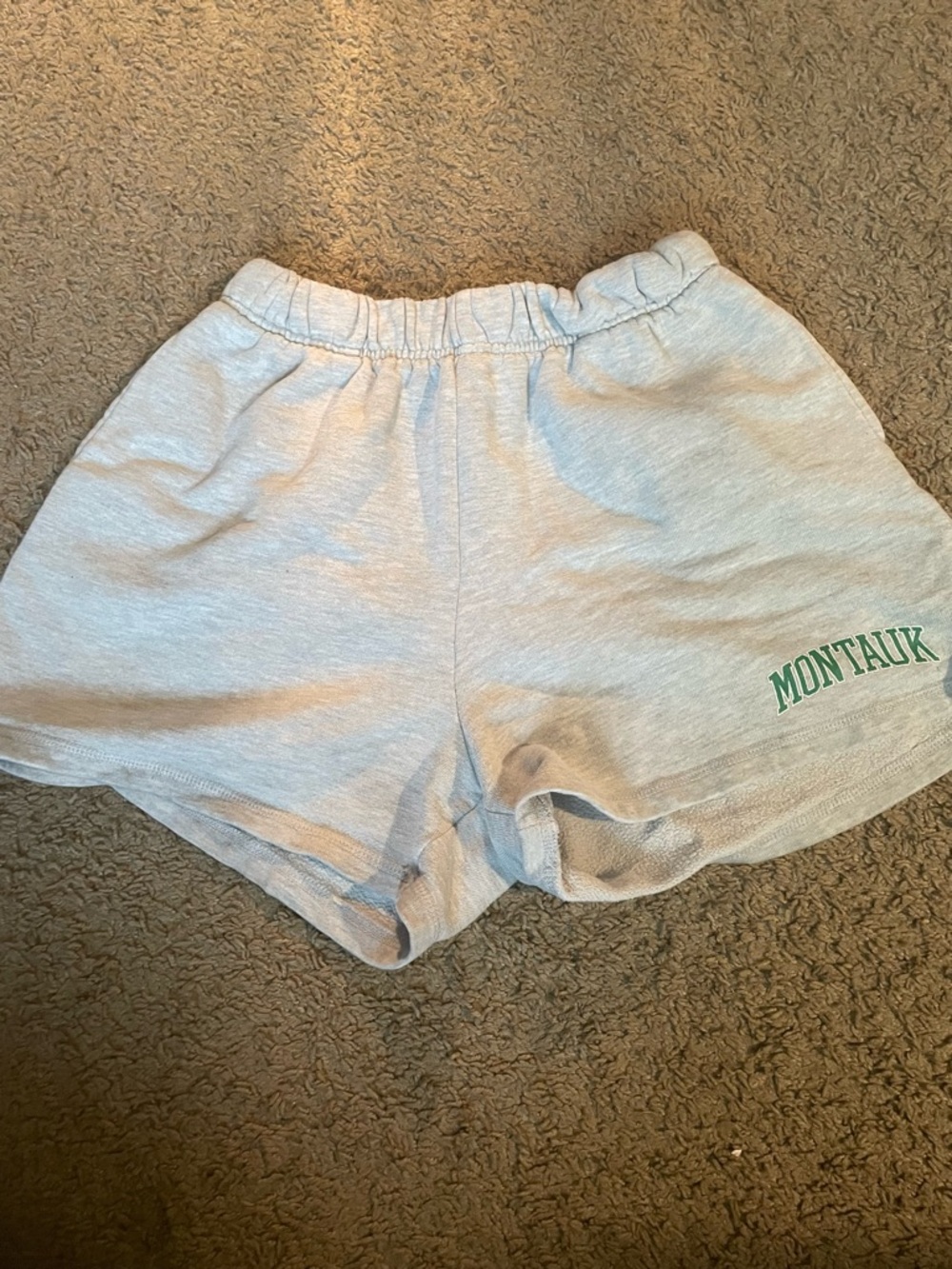 Forever 21 Light Gray Athletic Lounge Shorts with Green Montauk Print